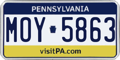 PA license plate MOY5863