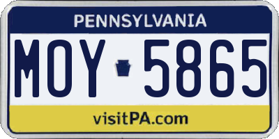 PA license plate MOY5865