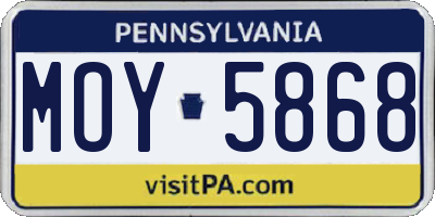 PA license plate MOY5868