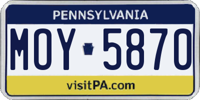 PA license plate MOY5870