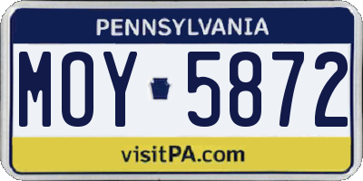 PA license plate MOY5872