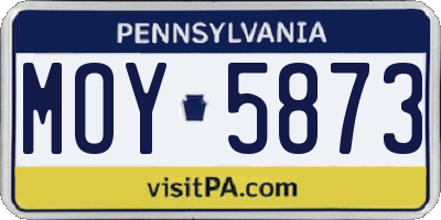 PA license plate MOY5873
