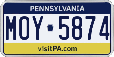 PA license plate MOY5874