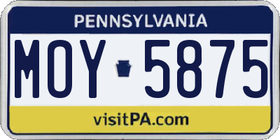 PA license plate MOY5875