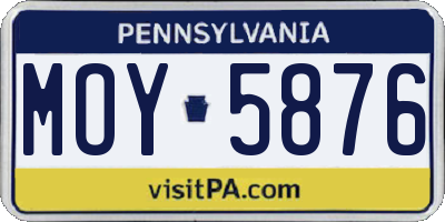 PA license plate MOY5876