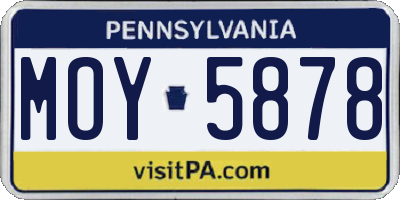 PA license plate MOY5878