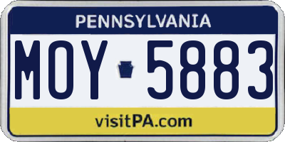 PA license plate MOY5883