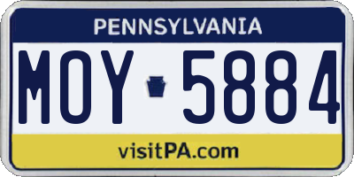 PA license plate MOY5884