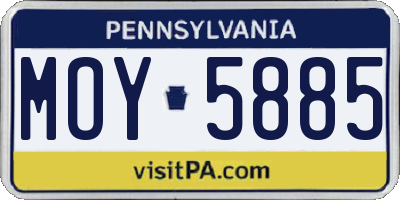 PA license plate MOY5885