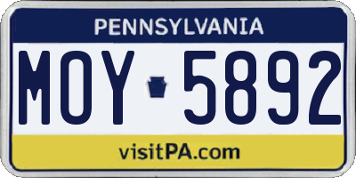 PA license plate MOY5892