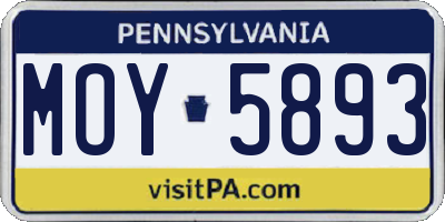 PA license plate MOY5893