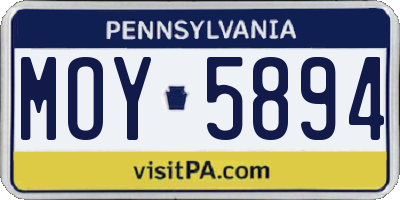 PA license plate MOY5894