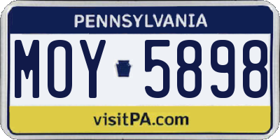PA license plate MOY5898