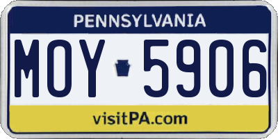 PA license plate MOY5906