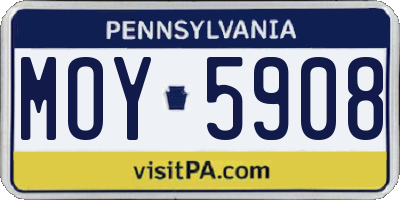 PA license plate MOY5908