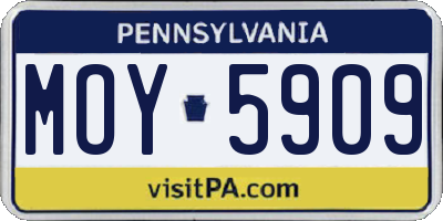 PA license plate MOY5909