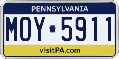 PA license plate MOY5911
