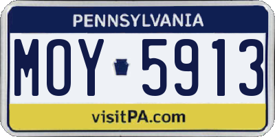 PA license plate MOY5913