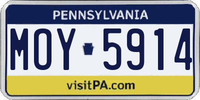 PA license plate MOY5914