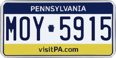 PA license plate MOY5915