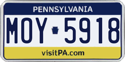 PA license plate MOY5918