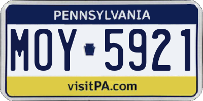 PA license plate MOY5921