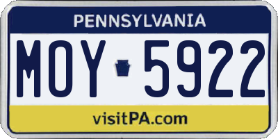 PA license plate MOY5922