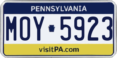 PA license plate MOY5923