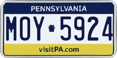 PA license plate MOY5924