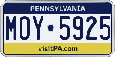 PA license plate MOY5925