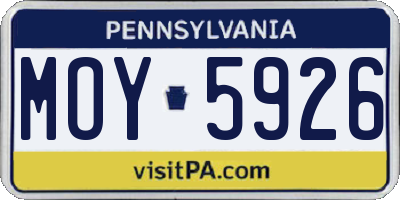 PA license plate MOY5926