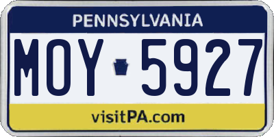 PA license plate MOY5927