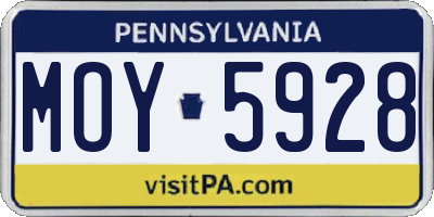 PA license plate MOY5928
