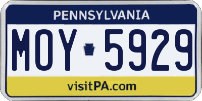 PA license plate MOY5929