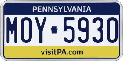 PA license plate MOY5930