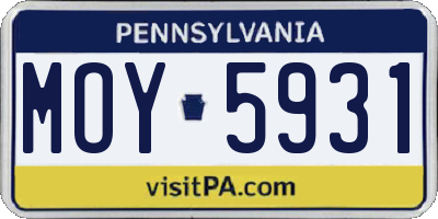 PA license plate MOY5931