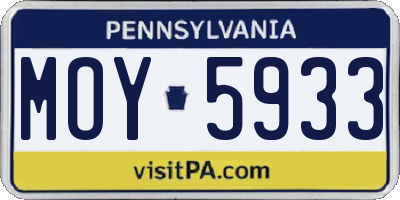 PA license plate MOY5933