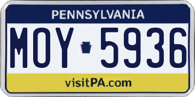 PA license plate MOY5936