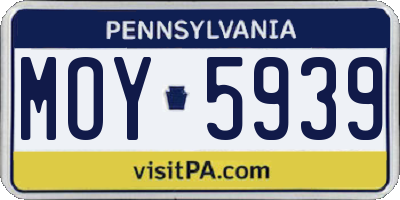 PA license plate MOY5939