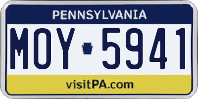 PA license plate MOY5941