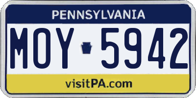 PA license plate MOY5942