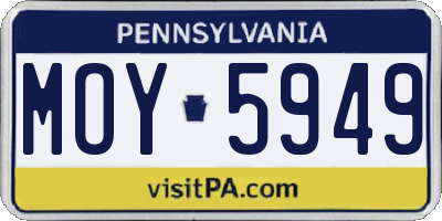 PA license plate MOY5949