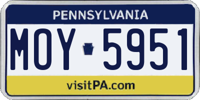 PA license plate MOY5951