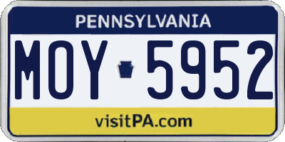 PA license plate MOY5952