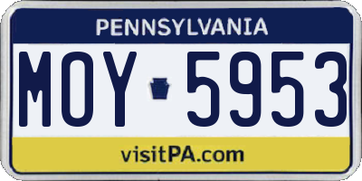 PA license plate MOY5953