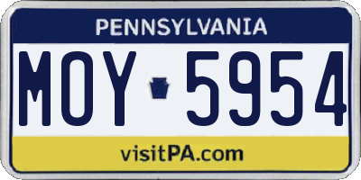 PA license plate MOY5954
