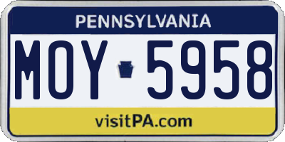 PA license plate MOY5958