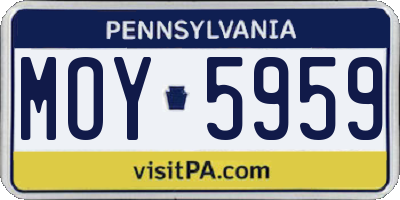 PA license plate MOY5959
