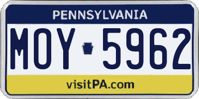 PA license plate MOY5962