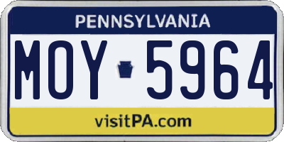 PA license plate MOY5964